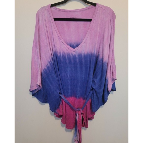 Lane Bryant Tops - Lane Bryant Womens Tie Dye Poncho Top Tie Waist Slub Knit Size 18/20